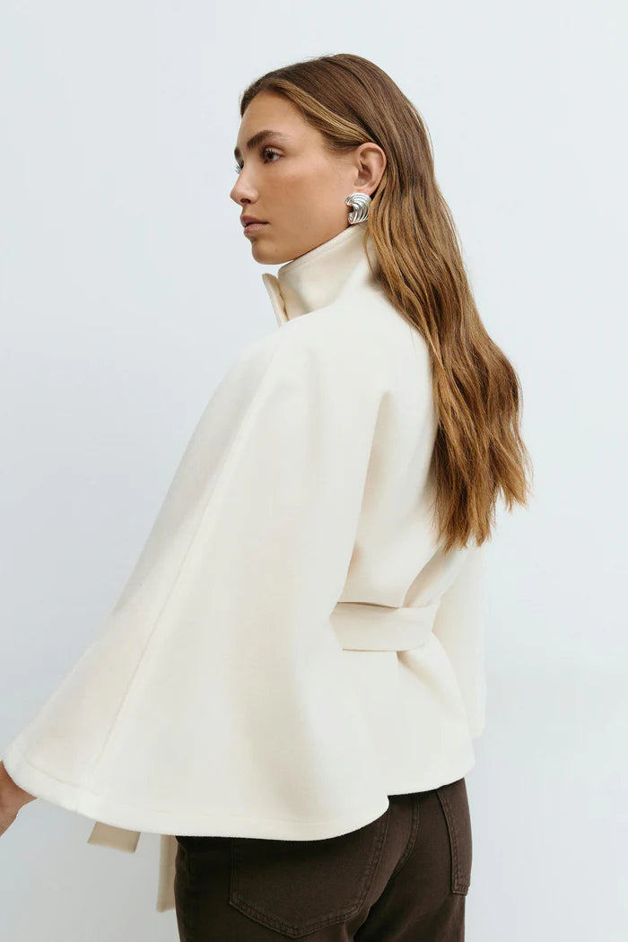 Veste cape à ceinture - Blanc