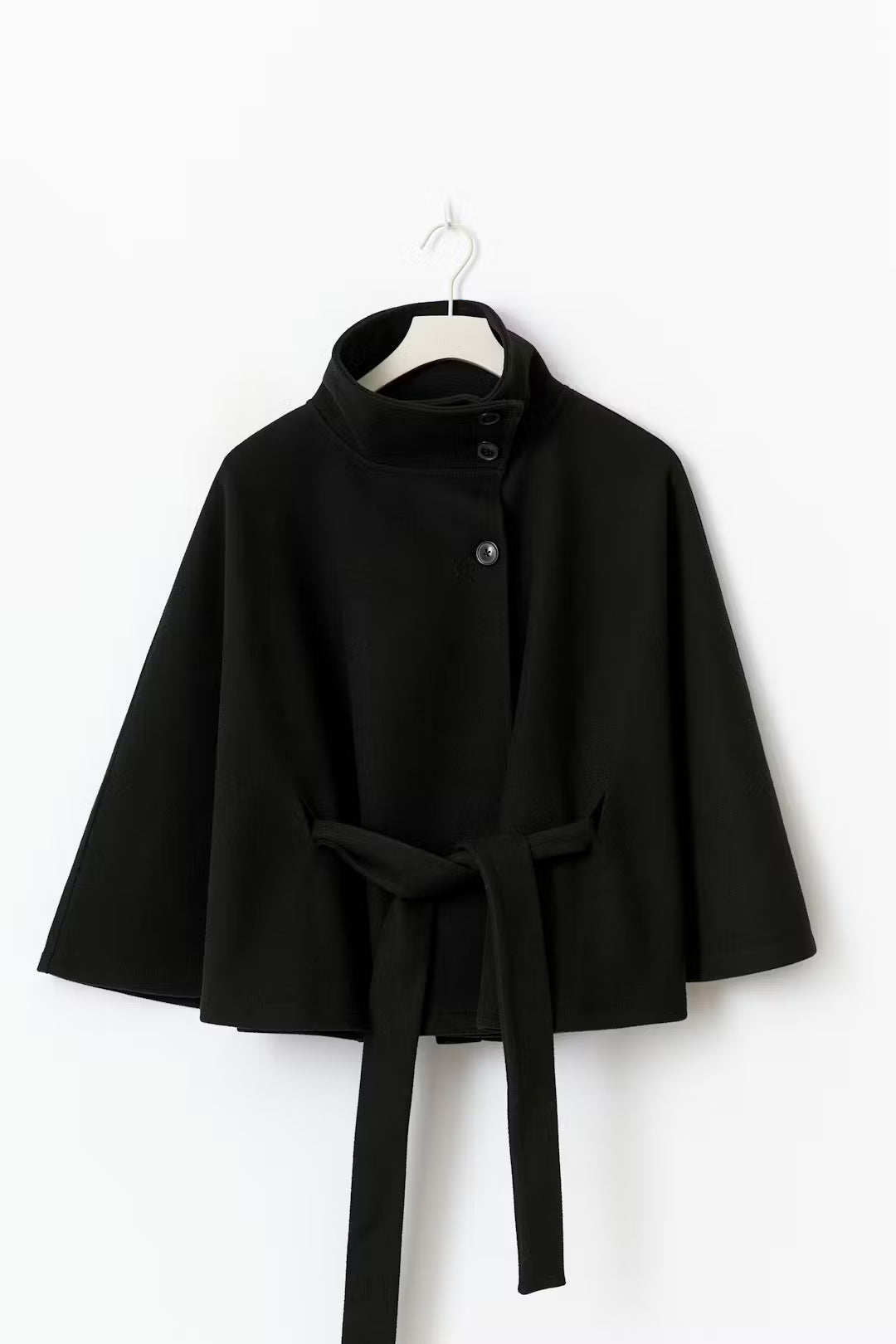 Veste cape à ceinture - Noir