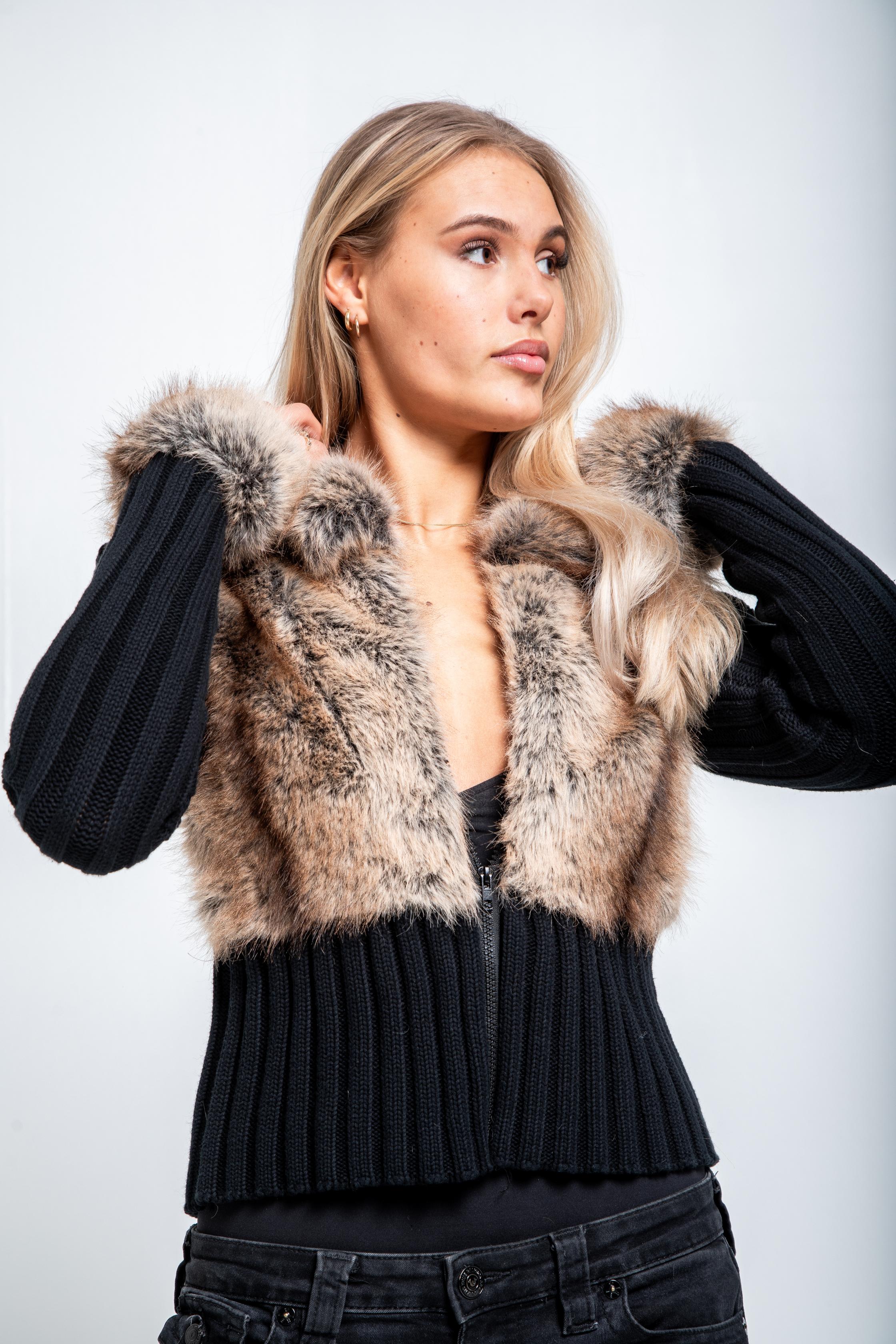 Cardigan Auralia en fourrure - Noir