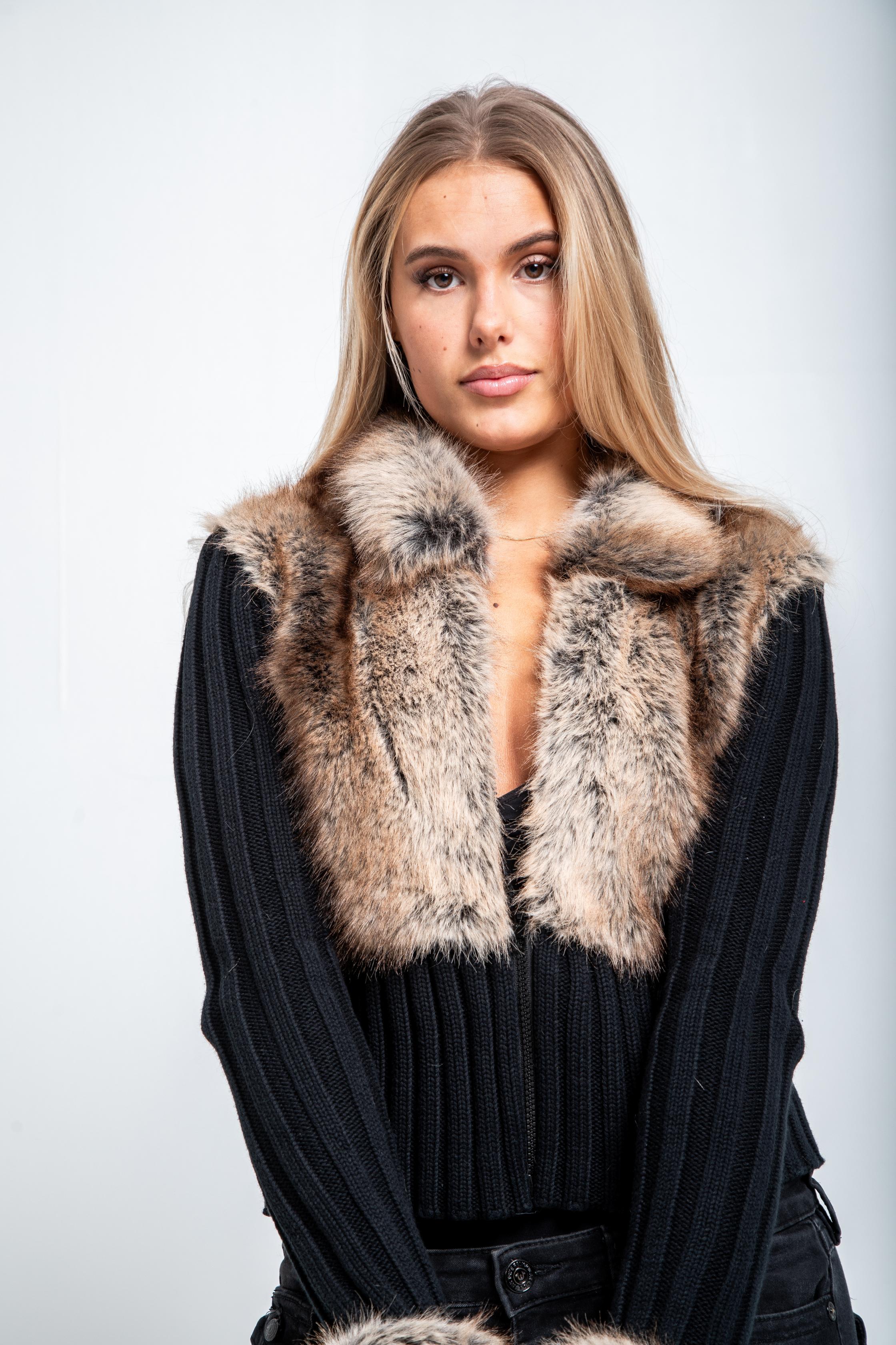 Cardigan Auralia en fourrure - Noir