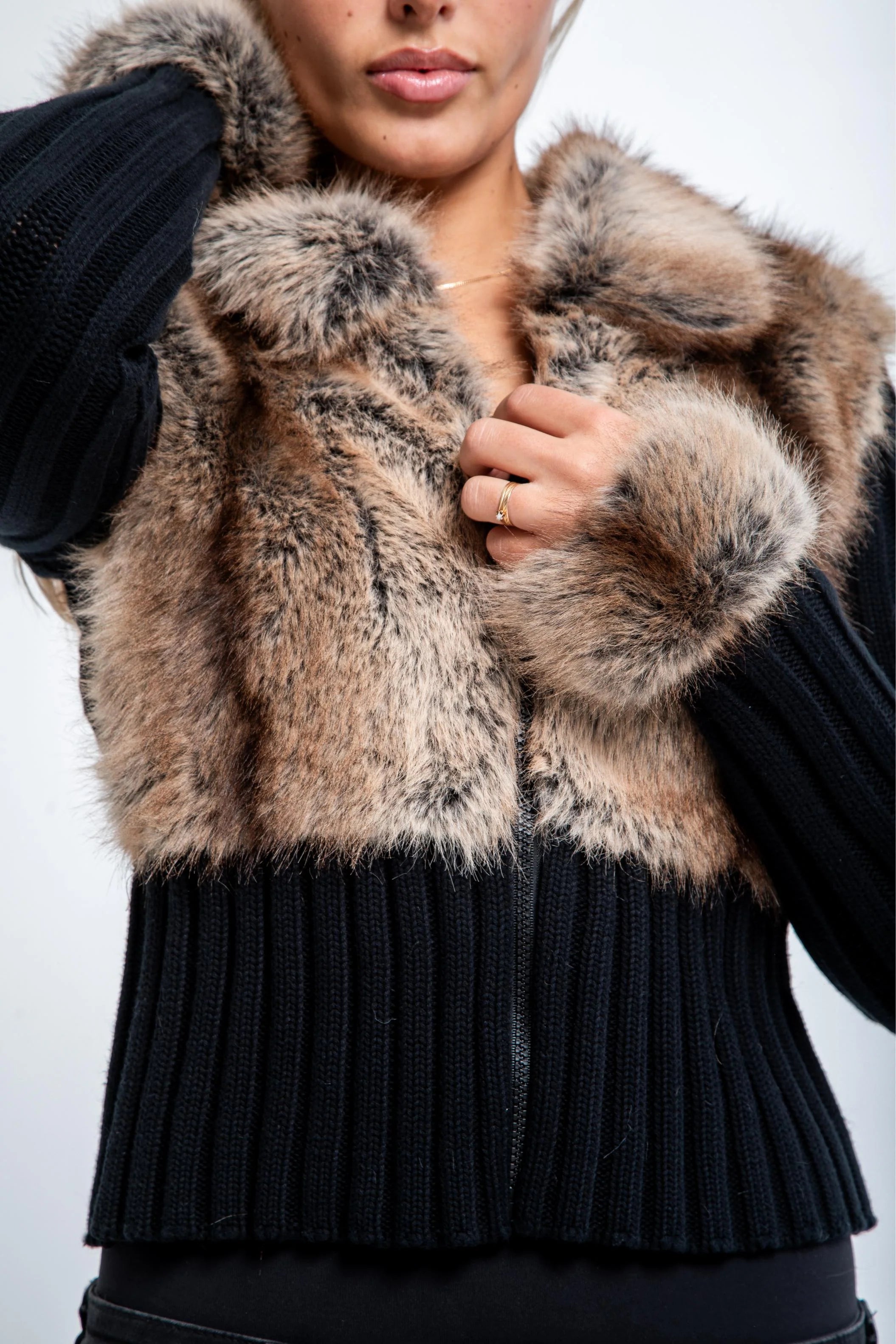 Cardigan Auralia en fourrure - Noir