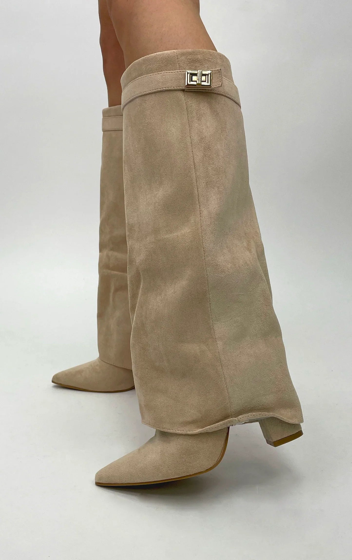 Bottes en suede - Beige