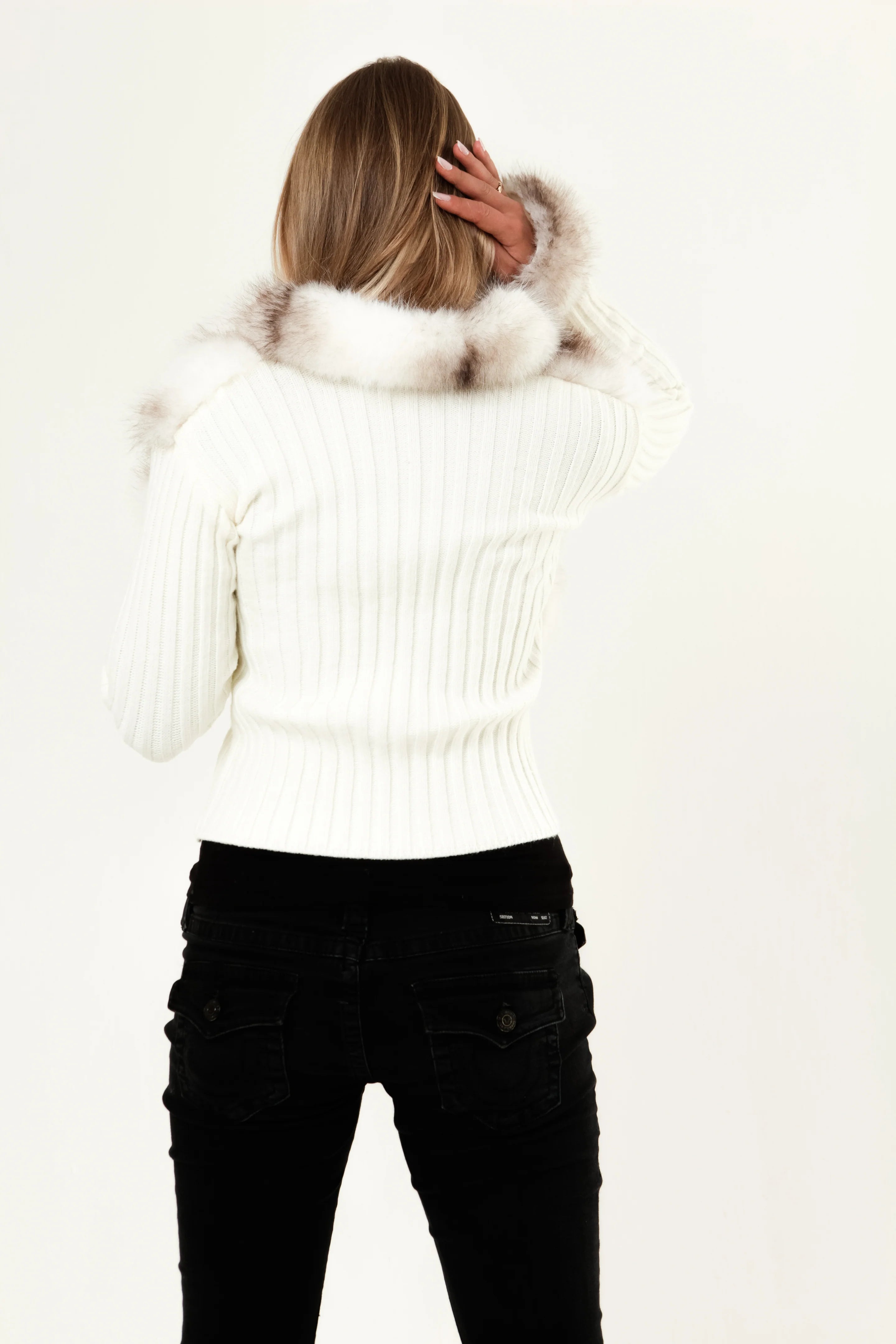 Cardigan Auralia  en fourrure - Blanc